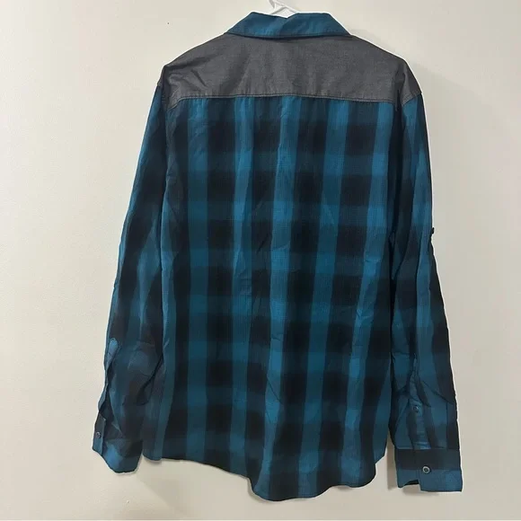 Rock & Republic Blue & Black Plaid “Western Style” Snap Down Shirt Size XL NWT - Picture 8 of 10